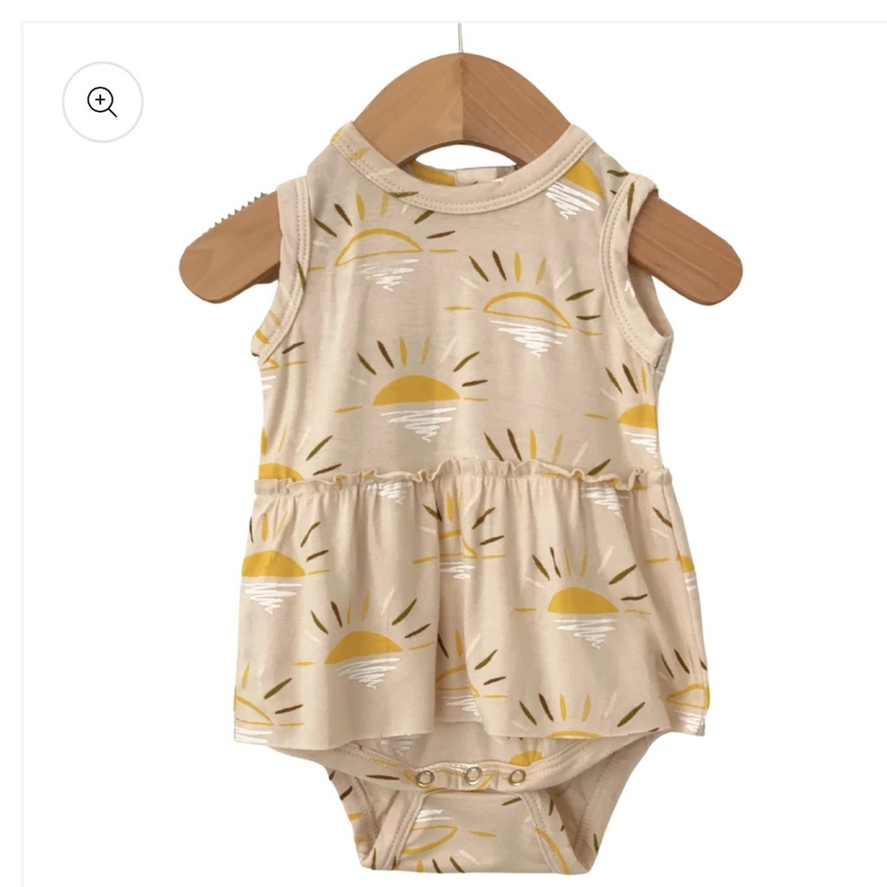 NWOT Sleeveless Skirted Bodysuit, Sand Sun
